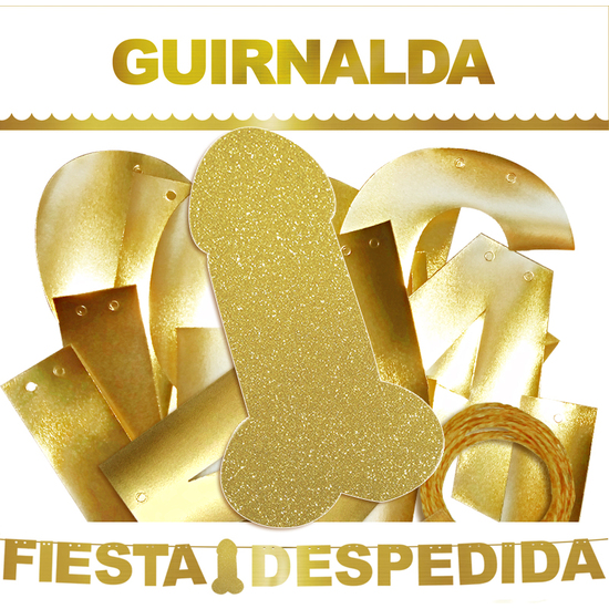 Guirnalda Fiesta Despedida Pene Dorado (cartulina Dorada 220gr)