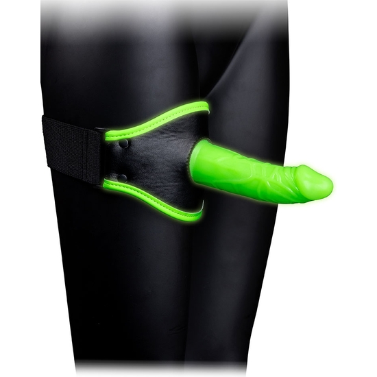 OUCH! - ARNÉS CON STRAP-ON PARA MUSLO - GLOW IN THE DARK