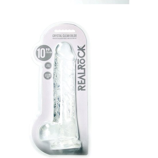REALROCK - DILDO EFECTO GELATINA CON TESTÍCULOS - 10 - TRANSPARENTE