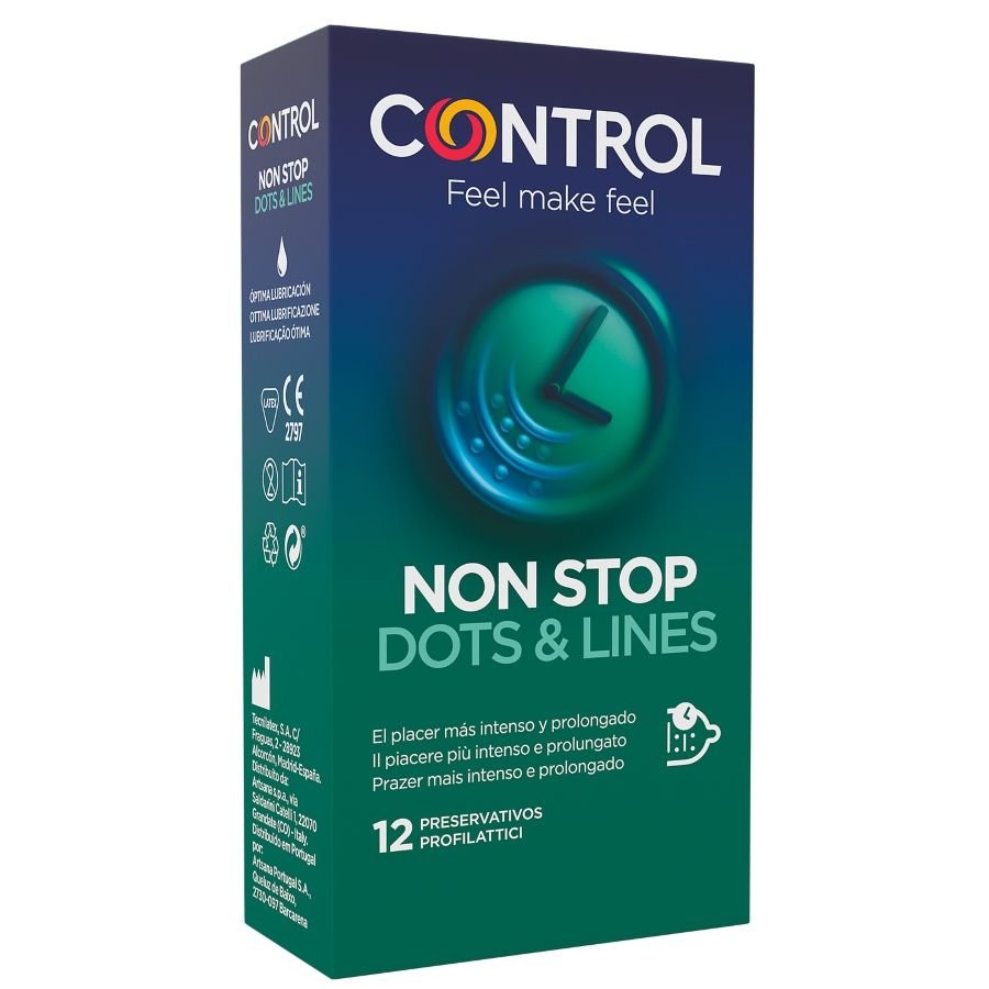 CONTROL NONSTOP PUNTOS Y ESTRIAS PRESERVATIVOS 12 UNIDADES 