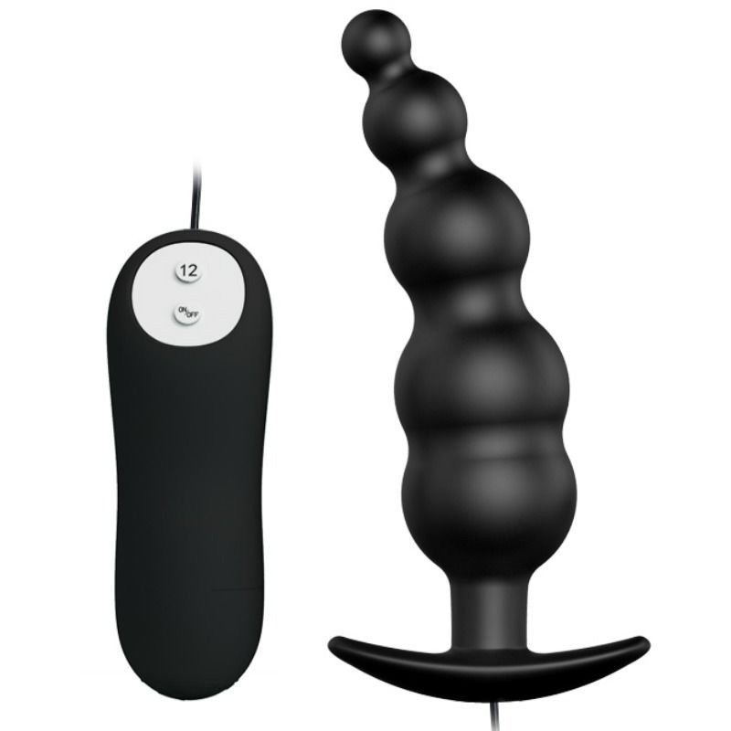 PRETTY LOVE - PLUG ANAL SILICONA ESTIMULACIÓN EXTRA Y 12 MODOS VIBRACIÓN NEGRO CONTROL REMOTO PRETTY LOVE BOTTOM