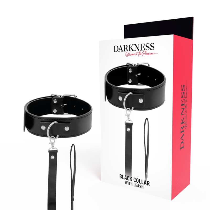 DARKNESS COLLAR DE POSTURA CON CADENA LEATHER DARKNESS BONDAGE