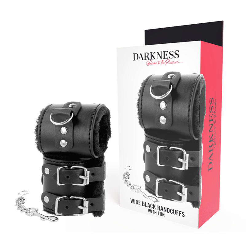 DARKNESS  ESPOSAS CUERO CON FORRO AJUSTABLES NEGRO DARKNESS BONDAGE