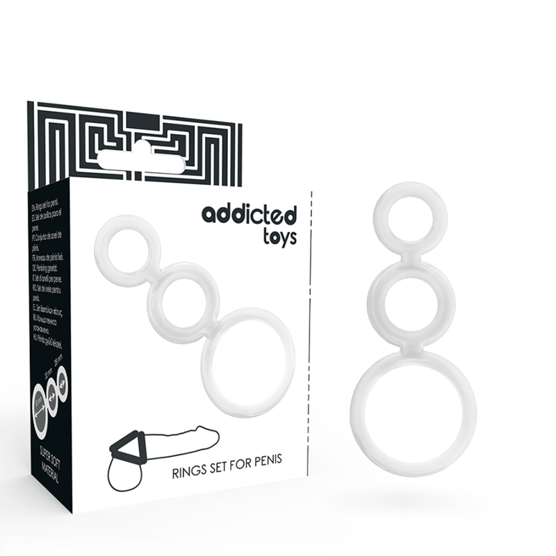 ADDICTED TOYS SET  ANILLOS PENE Y TESTICULOS CLEAR ADDICTED TOYS