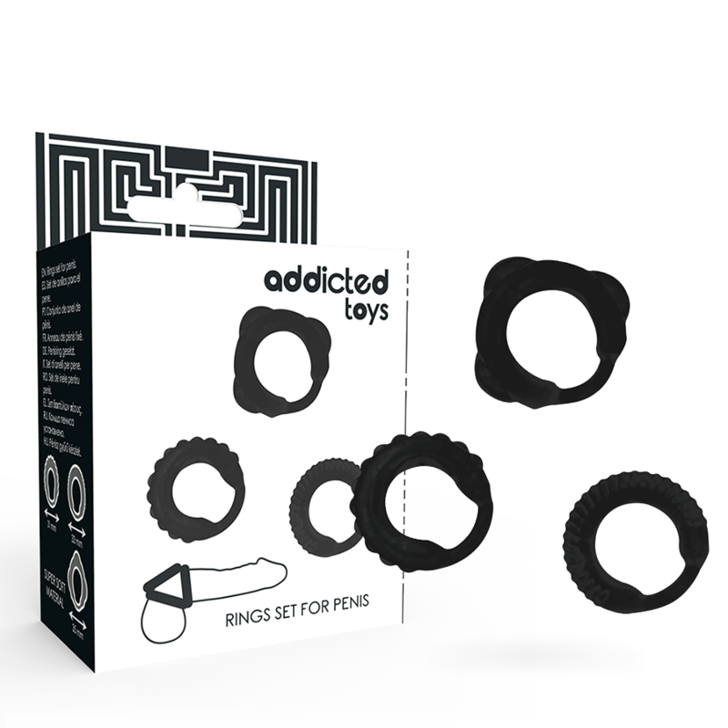 ADDICTED TOYS  SET 3 ANILLOS PENE NEGRO ADDICTED TOYS