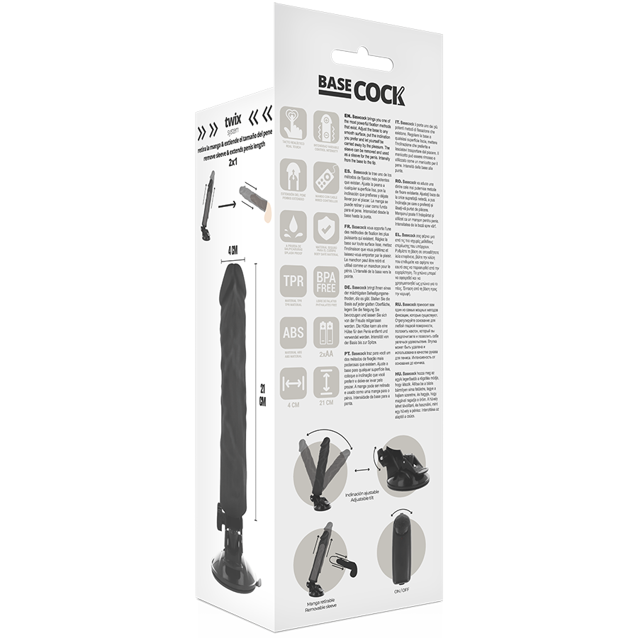 BASED COCK REALISTIC VIBRADOR CONTROL REMOTO NEGRO 21CM