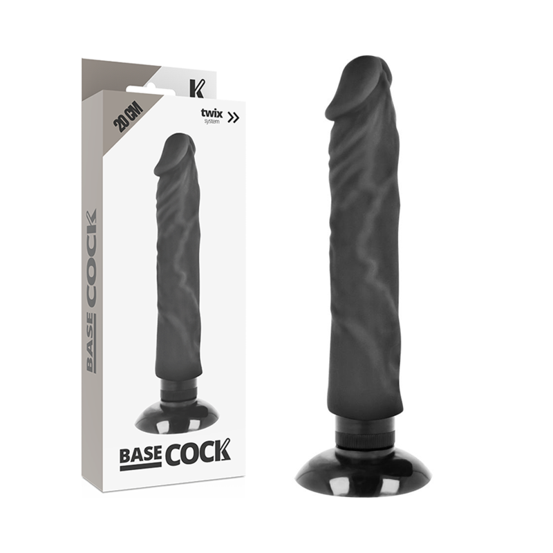 BASECOCK REALISTIC VIBRADOR 2-1 NEGRO  20CM BASECOCK