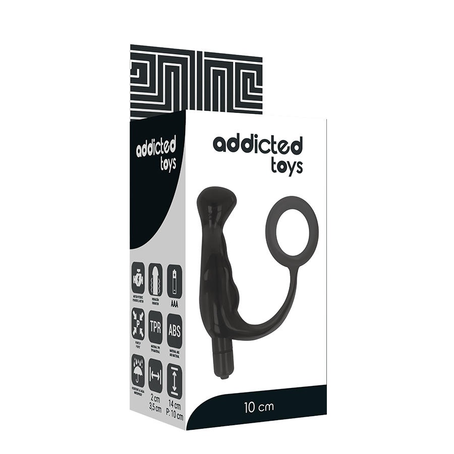 ADDICTED TOYS VIBRADOR PROSTÁTICO RECARGABLE NEGRO 10 CM