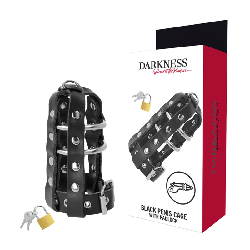DARKNESS JAULA CASTIDAD CUERO CON CANDADO DARKNESS BONDAGE