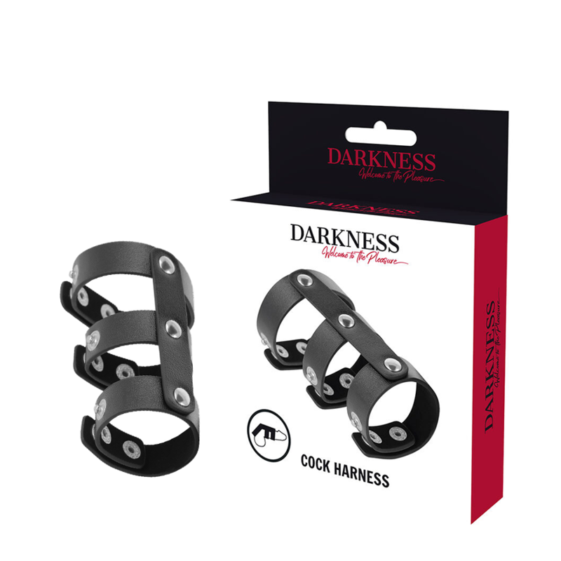 DARKNESS ANILLO DOBLE PENE Y TESTICULOS AJUSTABLE LEATHER DARKNESS BONDAGE