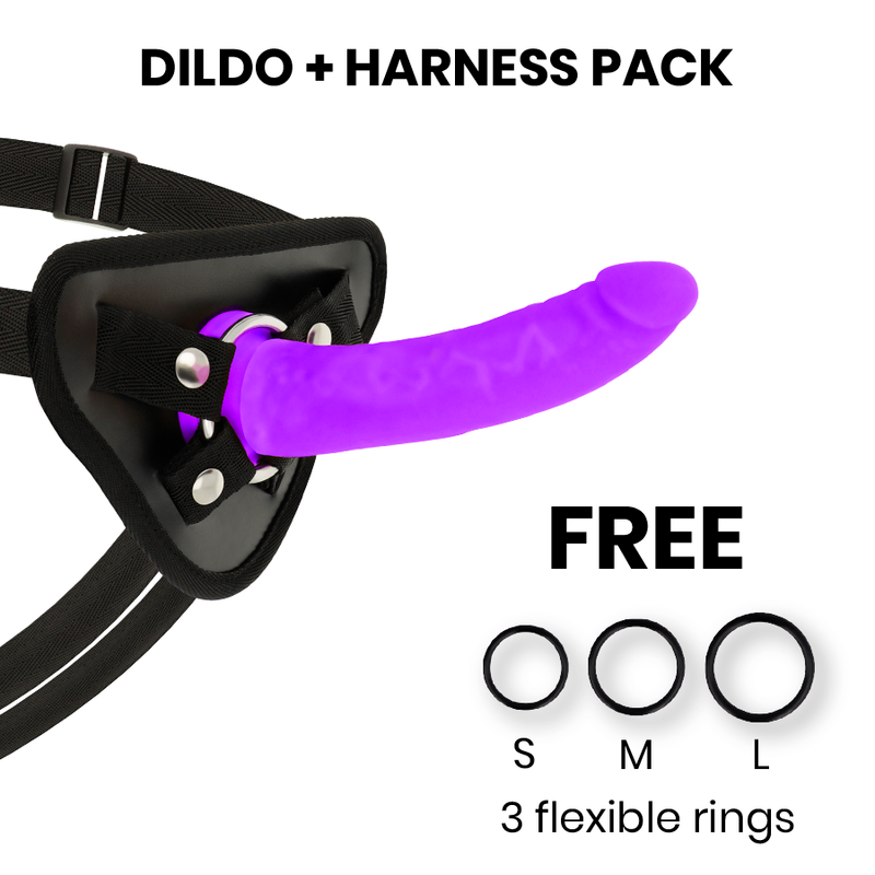 Comprar Delta Club Toys Arnes + Dildo Lila Silicona Medica 17 X 3 Cm