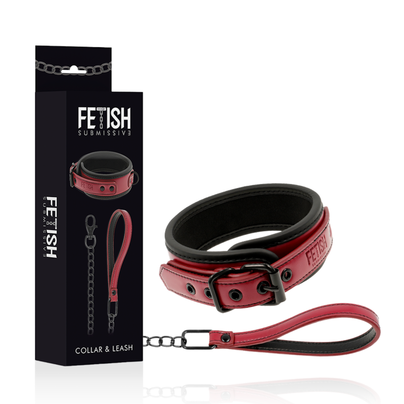 FETISH SUBMISSIVE DARK ROOM COLLAR CON CADENA CON FORRO DE NEOPRENO FETISH SUBMISSIVE DA