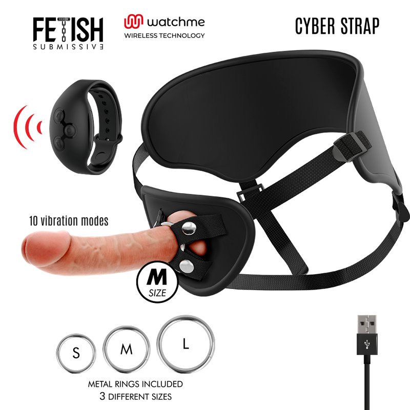 CYBER STRAP ARNES CON DILDO CONTROL REMOTO TECNOLOGIA WATCHME M CYBER STRAP