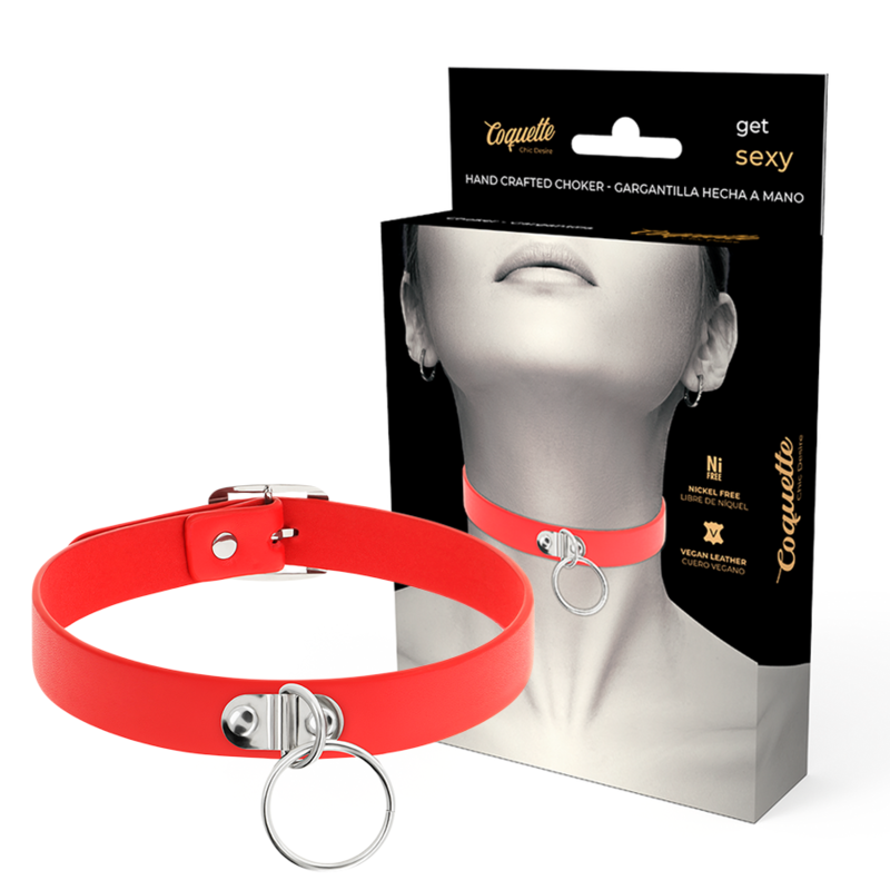 Comprar Coquette Collar Cuero Vegano Rojo Accesorio Woman Fetish