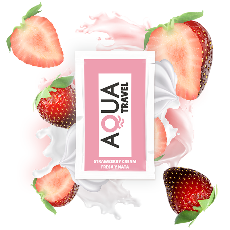 Comprar Aqua Travel - Lubricante Base Agua Sabor Fresa Y Nata 6 Ml