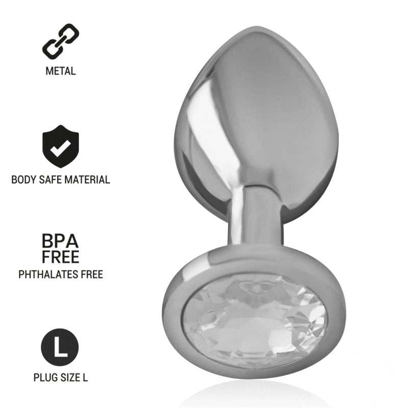 INTENSE - PLUG ANAL METAL CON CRISTAL PLATA TALLA L INTENSE ANAL TOYS