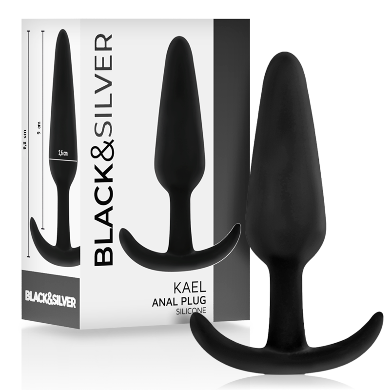 BLACK&SILVER - KAEL SILICONE ANAL PLUG WITH MEDIUM HANDLE BLACK&SILVER