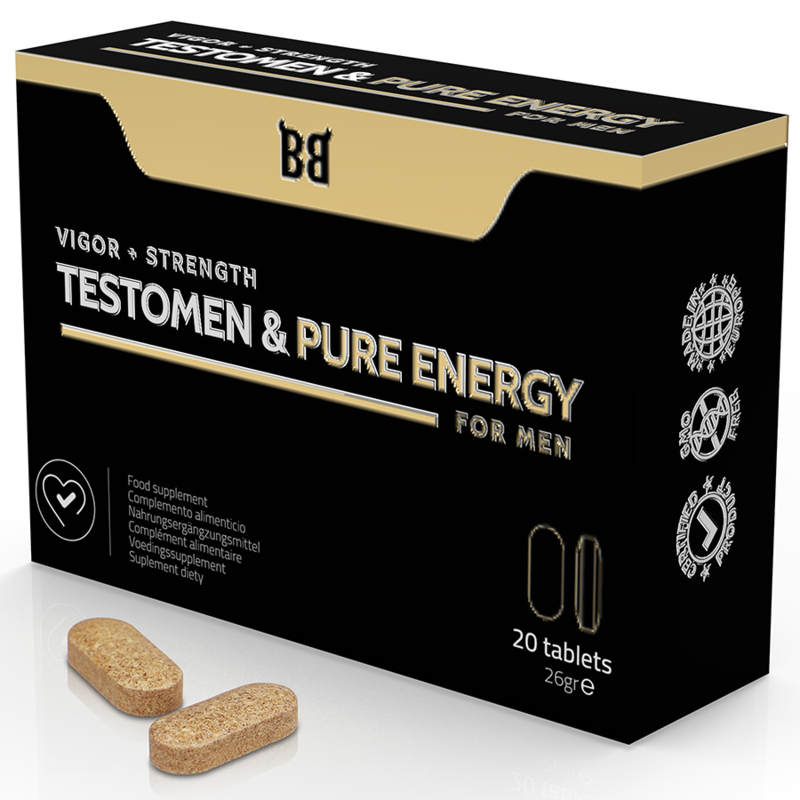 BLACKBULL BY SPARTAN - TESTOMEN & PURE ENERGY POTENCIADOR PARA HOMBRE 20 CÁPSULAS BLACKBULL BY SPARTAN