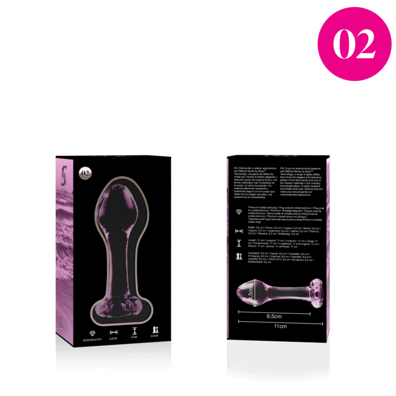 NEBULA SERIES BY IBIZA - MODELO 2 PLUG CRISTAL BOROSILICATO 11 X 3.5 CM ROSA NEBULA SERIES BY IBI