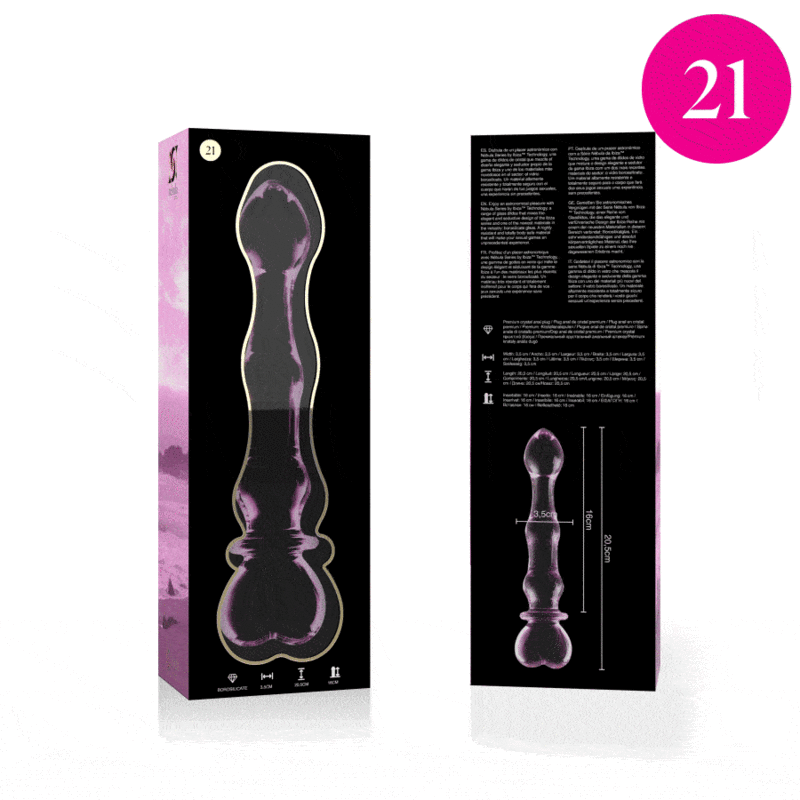 NEBULA SERIES BY IBIZA - MODELO 21 DILDO CRISTAL BOROSILICATO 20.5 X 3.5 CM ROSA NEBULA SERIES BY IBI