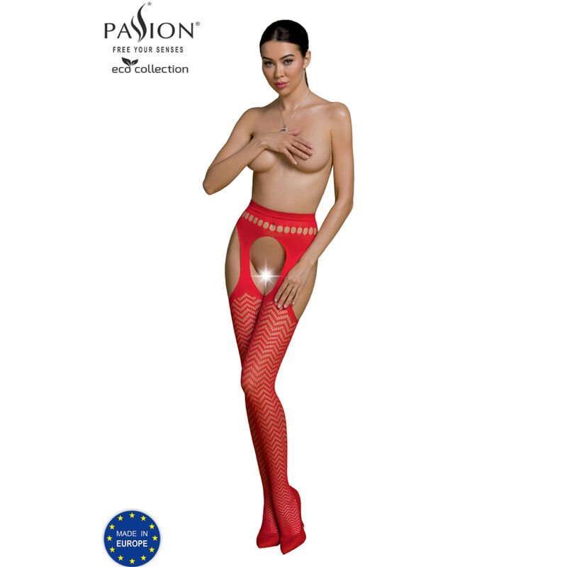 PASSION - ECO COLLECTION BODYSTOCKING ECO S002 ROJO PASSION WOMAN GARTER