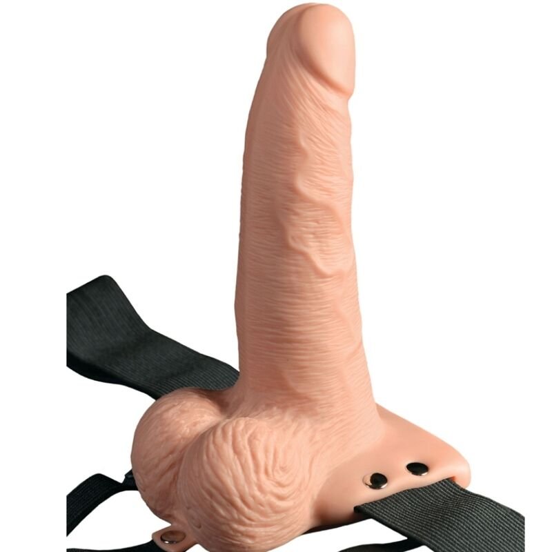 FETISH FANTASY SERIES - ARNÉS AJUSTABLE CONTROL REMOTO PENE REALÍSTICO CON TESTÍCULOS RECARGABLE Y VIBRADOR 15 CM FETISH FANTASY SERIE