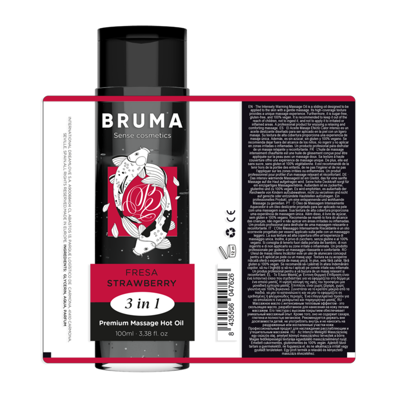 BRUMA - ACEITE DE MASAJE PREMIUM EFECTO CALOR SABOR FRESA 3 EN 1