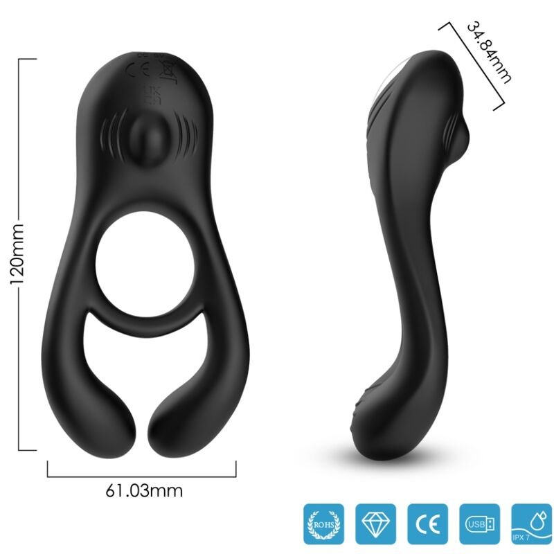 ARMONY - VEYRON DOUBLE VIBRATOR RING TOY FOR COUPLES BLACK ARMONY FOR HIM