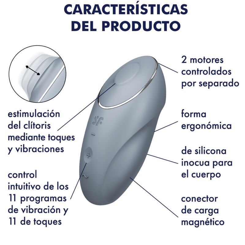 SATISFYER - TAP & CLIMAX 1 VIBRADOR LAY-ON GRIS