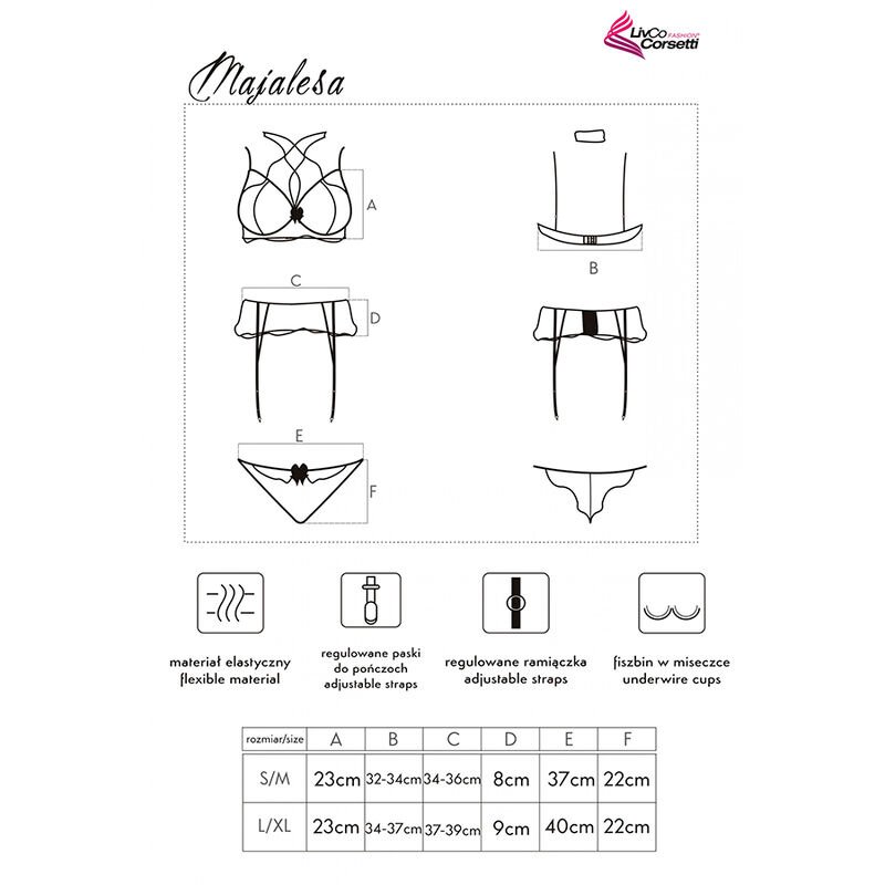 LIVCO CORSETTI FASHION - MAJALESA LC 90526 SUJETADOR + LIGUERO + PANTY BLACK L/XL