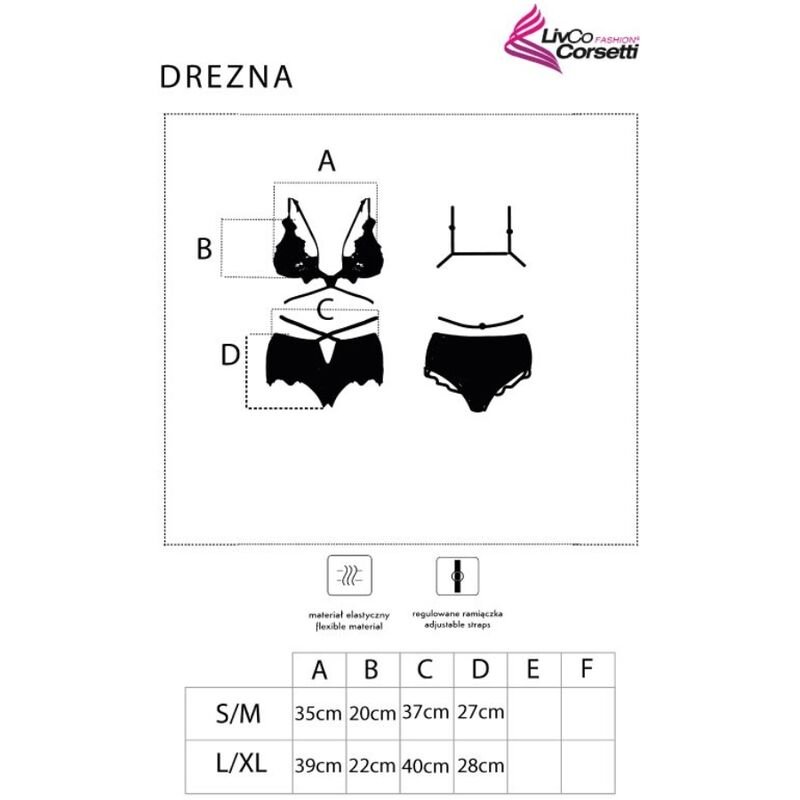 LIVCO CORSETTI FASHION - DREZNA LC 90733 SUJETADOR + PANTY NEGRO S/M