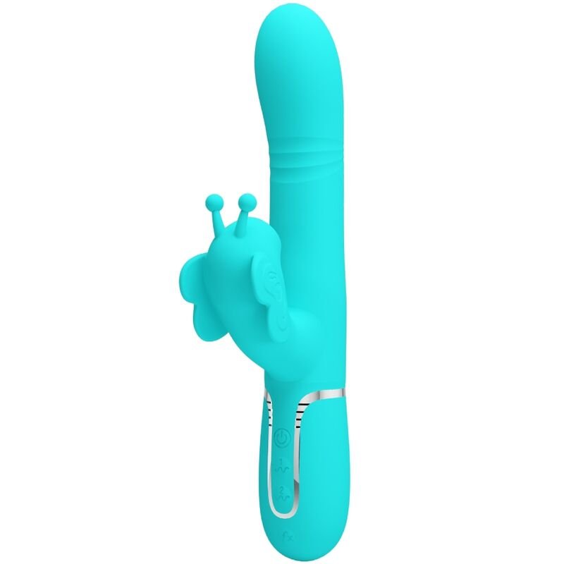 PRETTY LOVE - VIBRADOR RABBIT MULTIFUNCIÓN 4 EN 1 MARIPOSA VERDE AGUA PRETTY LOVE FLIRTATI