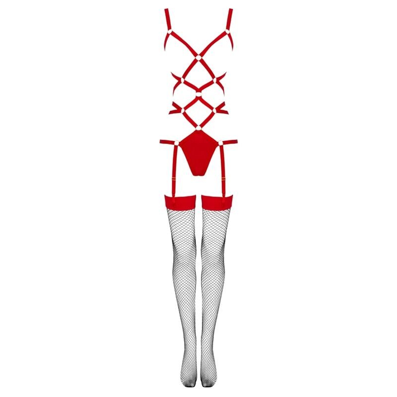 LIVCO CORSETTI FASHION - THIARA LC 20213 SET BODY + MEDIAS ROJA L/XL