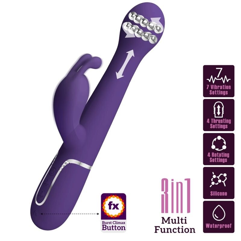 PRETTY LOVE - DEJON VIBRADOR RABBIT 3 EN 1 MULTIFUNCIÓN MORADO PRETTY LOVE FLIRTATI