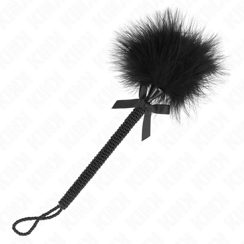 KINK - MASAJEADOR DE CUERDA DE NAILON CON PLUMAS PARA COSQUILLAS Y LAZO NEGRO 25 CM KINK IMPACT & TO