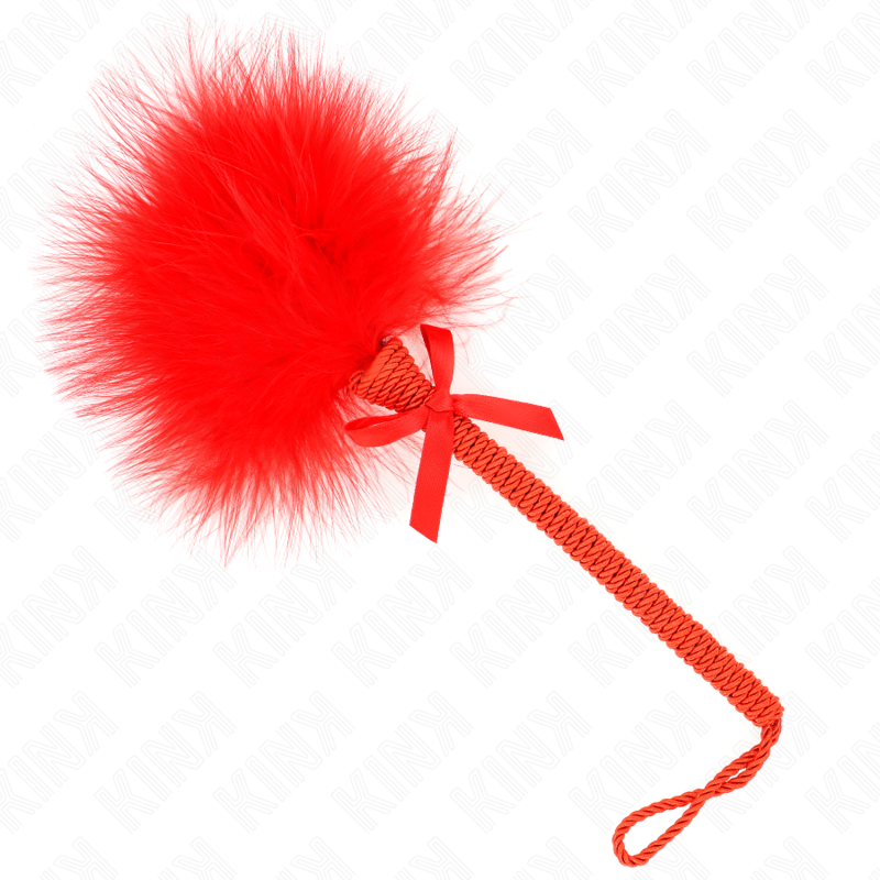 KINK - MASAJEADOR DE CUERDA DE NAILON CON PLUMAS PARA COSQUILLAS Y LAZO ROJO 25 CM KINK IMPACT & TO