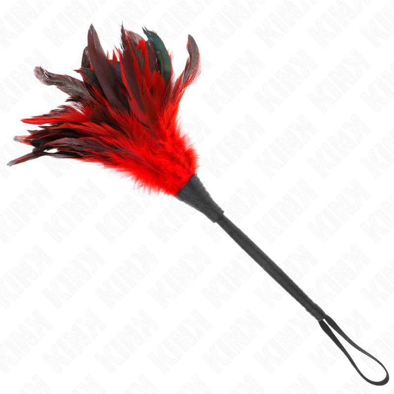 KINK - PLUMAS DE POLLO PARA COSQUILLAS CON FORMA CUERNO DE CRIADA ROJO 36 CM KINK IMPACT & TO