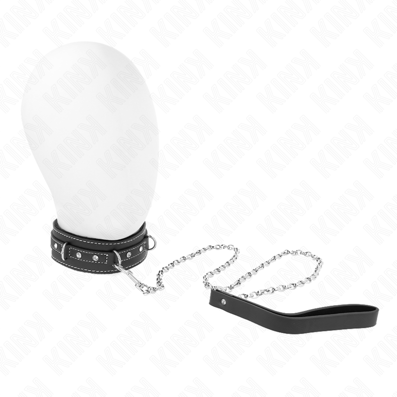 KINK - COLLAR CON CORREA 105 CM DE PIEL DE PVC REMACHE DE DIAMANTES DE IMITACIÓN 41.5 X 4 CM KINK