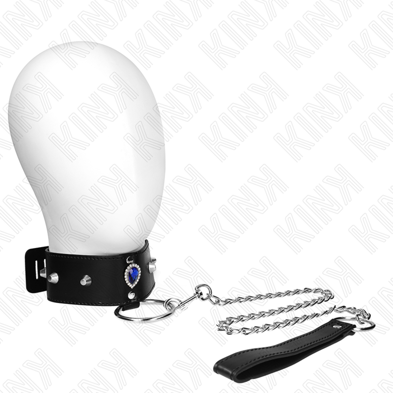 KINK - COLLAR CON CORREA 65 CM CON DIAMANTES AZULES AJUSTABLE 36-43 CM X 5 CM KINK