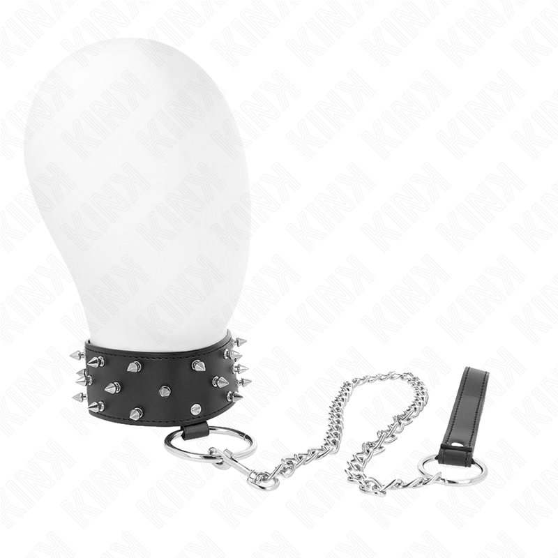KINK - COLLAR CON CORREA 65 CM CON TACHUELAS PLATEADAS MODELO 5 AJUSTABLE 36-43 CM X 5 CM KINK