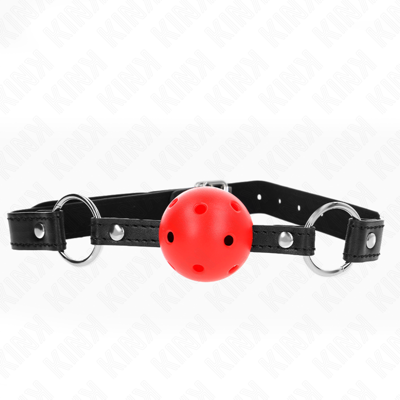 KINK - MORDAZA DE BOLA 4.5 CM ROJA DURA HUECA MODELO 1 63.5 X 2 CM KINK COLLAR & GA