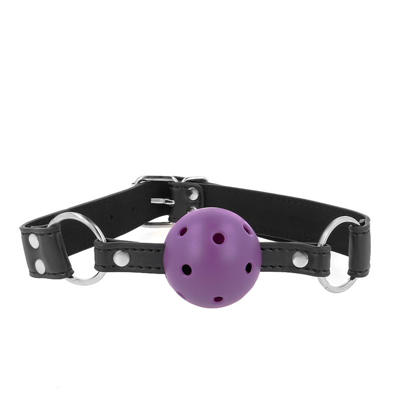 KINK - MORDAZA DE BOLA 4 CM TRANSPIRABLE CON DOBLE REMACHE MORADO 62 x 2.5 CM AJUSTABLE 42-58 CM KINK