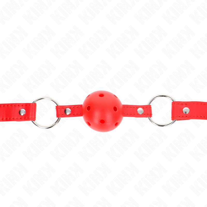 KINK - MORDAZA DE BOLA 4 CM TRANSPIRABLE CON DOBLE REMACHE MODELO 1 ROJO 62 x 2.5 CM AJUSTABLE 42-58 CM KINK COLLAR & GA