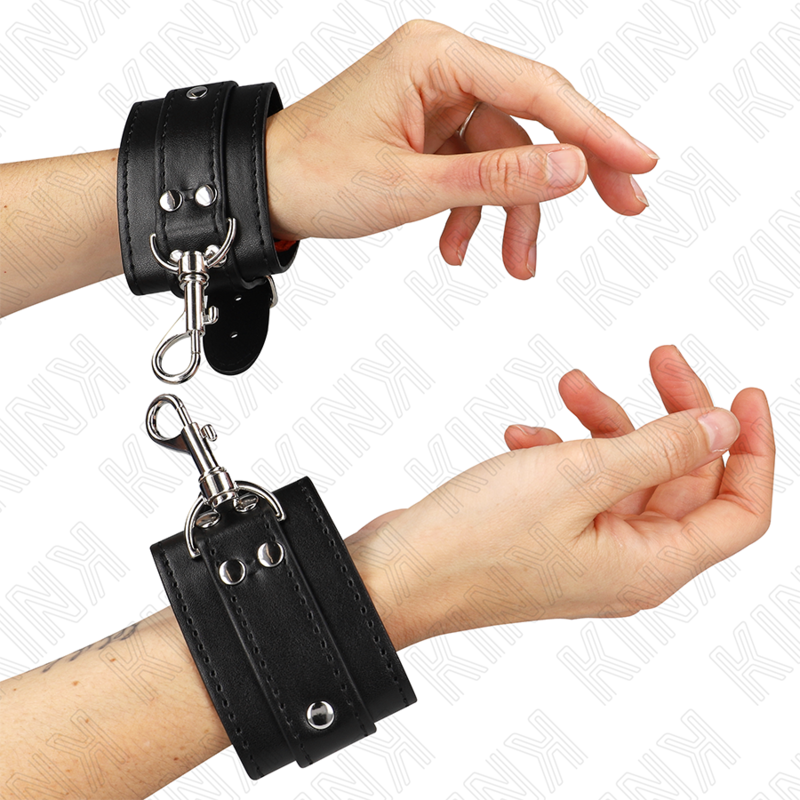 KINK - MUÑEQUERAS ESTILO MAZMORRA CON CERRADURA NEGRO AJUSTABLE 21-28 CM X 5.5 CM KINK