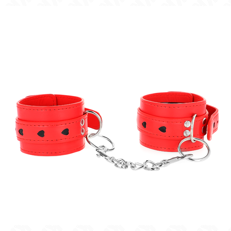 KINK - MUÑEQUERAS ROJO CON INCRUSTACIÓN DE CORAZÓN NEGRO AJUSTABLE 21-28 CM X 5.5 CM KINK