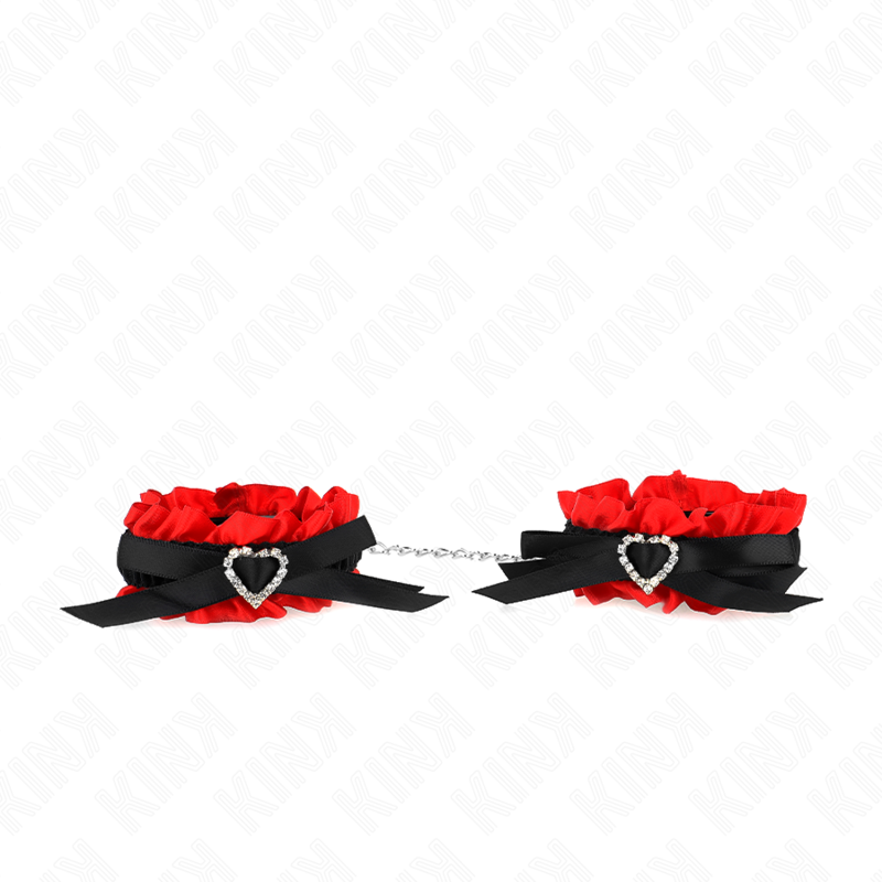 KINK - MUÑEQUERAS ELÁSTICAS DE ENCAJE CON DETALLE CORAZÓN ROJO AJUSTABLE 22-35 CM KINK