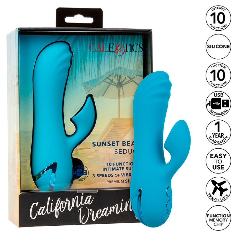 CALEXOTICS - SUNSET BEACH SEDUCER VIBRADOR Y ESTIMULADOR 10 FUNCIONES AZUL CALEXOTICS