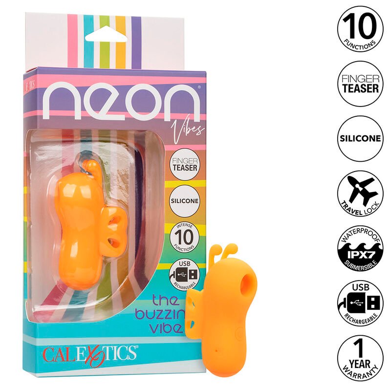 CALEXOTICS - NEON VIBES THE BUZZING VIBE ESTIMULADOR DE DEDO 10 VIBRACIONES NARANJA CALEXOTICS