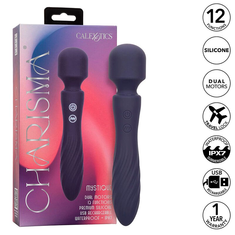 CALEXOTICS - CHARISMA MYSTIQUE MASAJEADOR DOBLE MOTOR 12 FUNCIONES 21,5 CM X 4,5 CM MORADO CALEXOTICS