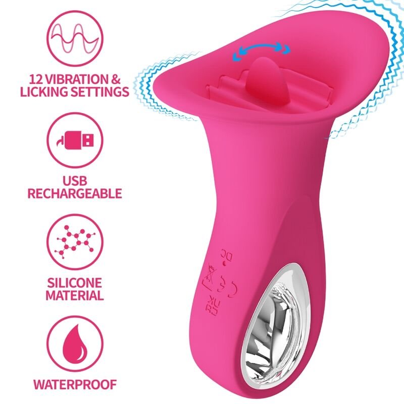 PRETTY LOVE - CLYDE VIBRADOR ORAL LENGUA VIBRADORA 12 VIBRACIONES ROSA PRETTY LOVE FLIRTATI